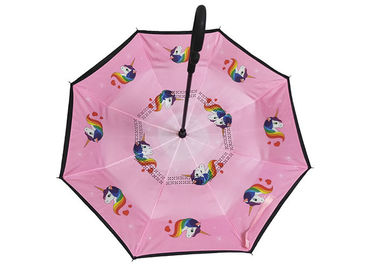 Çocuklar İçin Baskılı Pembe Küçük Ters Ters Şemsiye Kauçuk Kolu Unicon