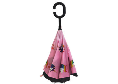 Çocuklar İçin Baskılı Pembe Küçük Ters Ters Şemsiye Kauçuk Kolu Unicon