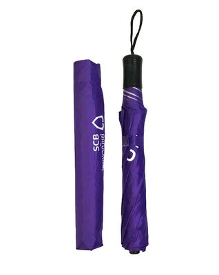 Toptan SilkLogo Plastik Düz Saplı Kompakt 2 Katlı Şemsiye