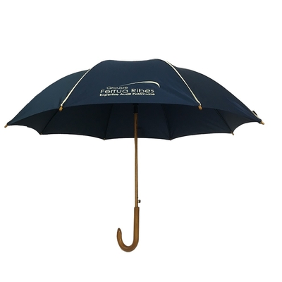 Açık Çap 103cm Pongee Kumaş Ahşap J Saplı Şemsiye