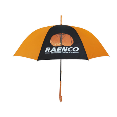Pongee Kumaş Metal Çerçeve Bayan Yağmur Şemsiyesi Otomatik Turuncu Renk