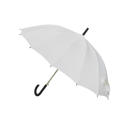 16 Kaburga Otomatik Açık Şemsiye beyaz renkli çubuk uzun şemsiye