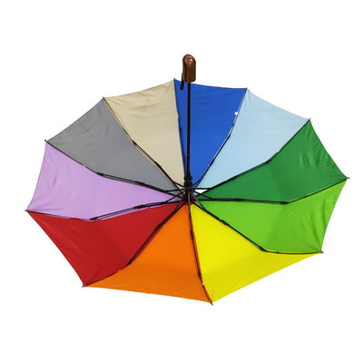 BSCI Gökkuşağı Renkli Polyester 190T Kompakt Bayanlar Seyahat İçin Katlanır Şemsiyeler
